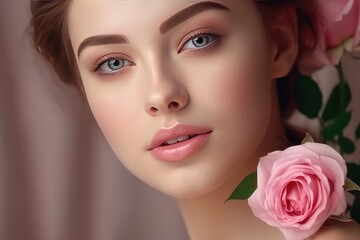 Fototapeta na wymiar portrait of woman with rose
