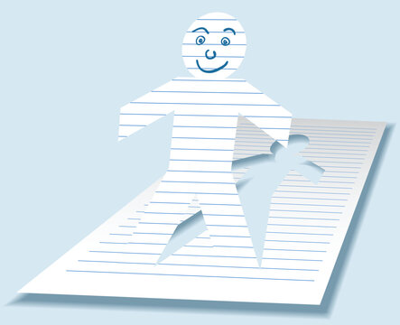 Editable vector illustration of a cutout paperman