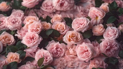 Obraz na płótnie Canvas Pink roses background. Floral background. Floral background with pink roses, Generative AI
