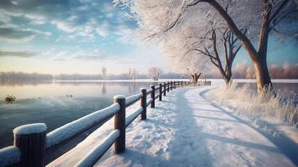 Obraz na płótnie Canvas frozen lake in winter