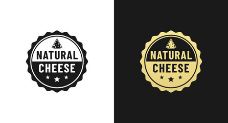 Natural cheese label or Natural cheese stamp vector isolated in flat style. Best Natural cheese label for product packaging design element. Natural cheese stamp for packaging design element.