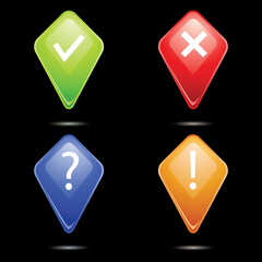 Set of vector buttons for web. Accept, remove, question, news...