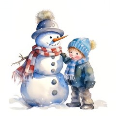snowman with child with Generative AI technology