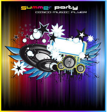 Grunge Disco Dance Colorful Background for Flyers