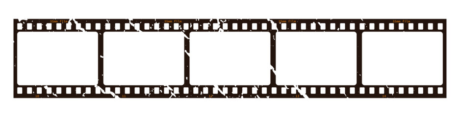 Vintage style 35mm film strip retro vintage vector design with five frames on white background. Retro film reel symbol illustration to use in photography, television, cinema, photo frame.
