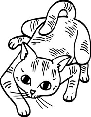 Fototapeta na wymiar cute cartoon cat drawing.