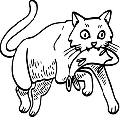 Fototapeta na wymiar cute cartoon cat drawing.