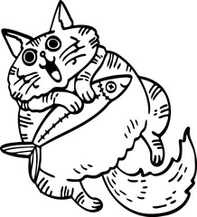 cute cartoon cat drawing.