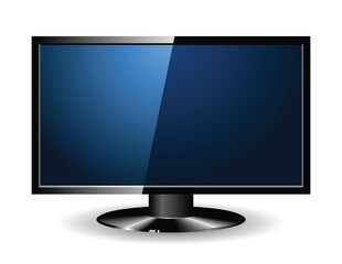 LED monitor, realistic vector illustration with reflection.