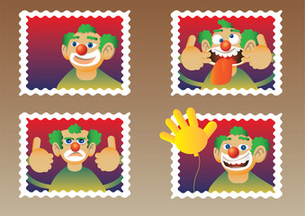 Fototapeta premium Four funny clown - vector illustration