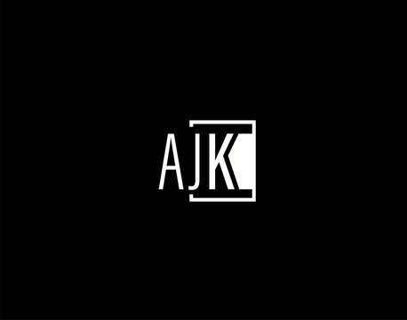 AJK Logo and Graphics Design, Modern and Sleek Vector Art and Icons isolated on black background