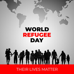 World Refugee Day, international help. June 20. Poster, card, banner design