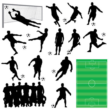 vector set of soccer players