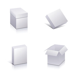 Set of  blank packing. Template open 3d boxes. Vector.