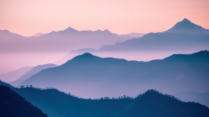 Obraz premium Beautiful mountain landscape in the morning. Sunrise over the mountains, Generative AI
