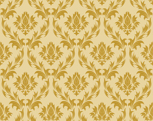 Damask seamless vector background.  For easy making seamless pattern just drag all group into swatches bar, and use it for filling any contours.