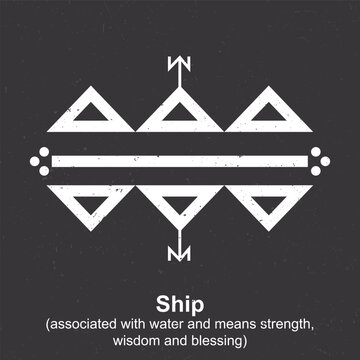 Ship (associated with water and means strength, wisdom and blessing) - Berber Symbol, Amazigh Symbol, North African Amazigh Berber Symbols Meaning, Vector design