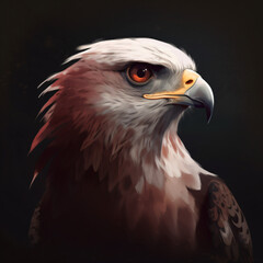 Fototapeta premium A digital painting of a falcon on a black background Generative Ai