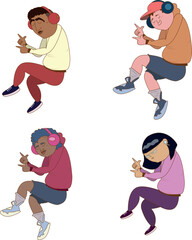 pack de jóvenes bailando y disfrutando de la música