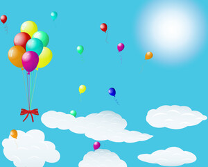 Beautiful balloons in the air. Vector illustration.