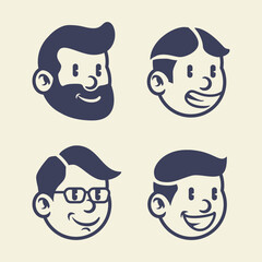 set of vintage cartoon faces