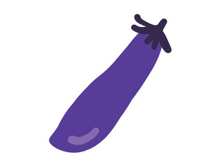 かわいい1個の長ナス／手描きイラスト素材