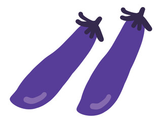 かわいい2個の長ナス／手描きイラスト素材