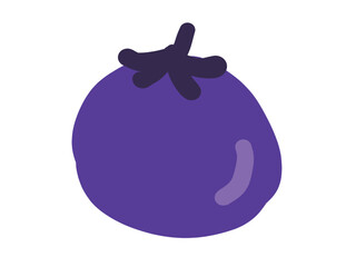 かわいい1個の丸ナス／手描きイラスト素材