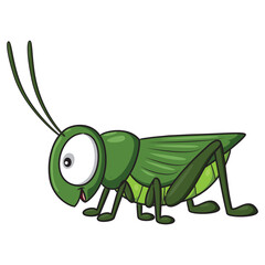 Cartoon green grasshopper
