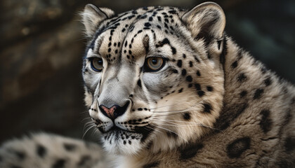 snow leopard portrait generative art