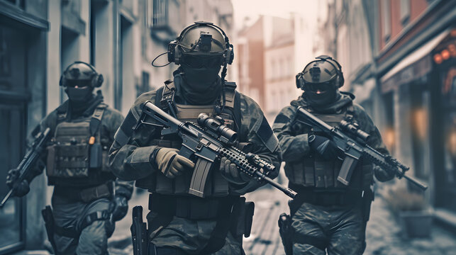 Covert urban operations: soldiers execute discreet missions to maintain urban security.