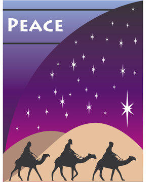 3 Wise men kings in Bethlehem on Crhristmas Day.