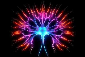 Abstract glowing neuron background or backdrop. AI generated, human enhanced.