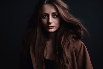 Fototapeta premium a woman with long hair in a studio - made with Generative AI tools