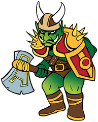 Cartoon image of an orc.