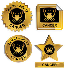Set of 4 3D zodiac sign buttons - cancer.