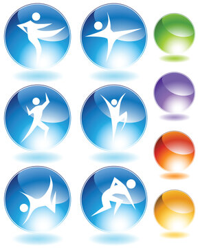 Karate crystal icon set isolated on a white background.