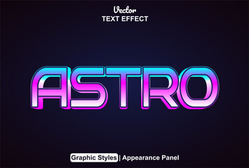 astro text effect blue color graphic style and editable. - obrazy, fototapety, plakaty