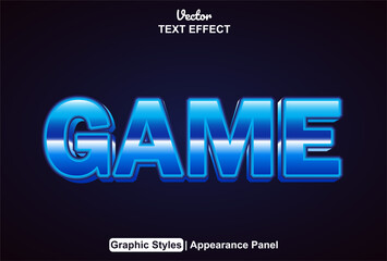 game text effect with blue color graphic style editable.