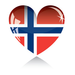 Vector heart with Norwey flag texture isolated on a white background.