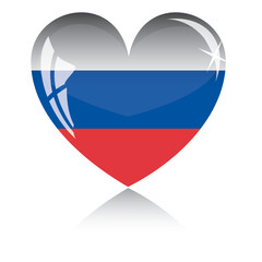 Fototapeta premium Vector heart with Russia flag texture isolated on a white background.