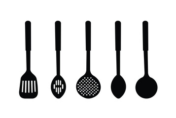 Vector illustration silhouette of kitchen ware are isolated on white background