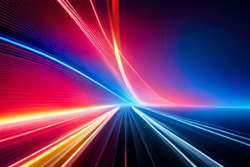 Fototapeta na wymiar Glowing abstract colorful neon background for wallpaper. Speed of lights illustration