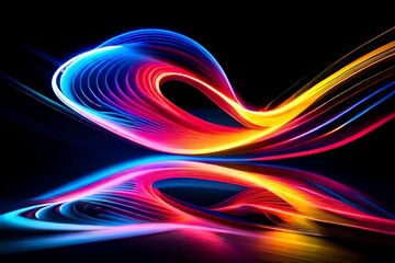Glowing rainbow abstract background with wavy lines