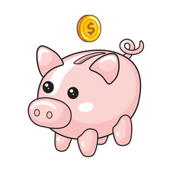 Piggy money box isolated vector illustration