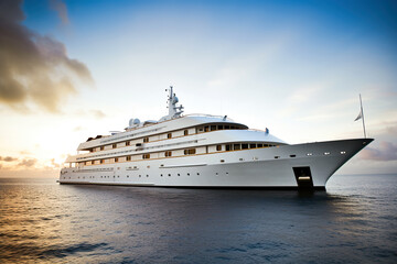 Plakat Luxury motor yacht in sea, super expensive boat like ship, generative AI.