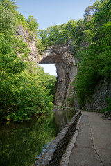 Natural bridge in the Virginia state reserve. Natural Bridge State Park. A work of nature that attracts tourists.