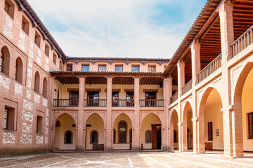 Fototapeta na wymiar Courtyard of the Castillo de la Mota, Medina del Campo, Valladolid, Spain