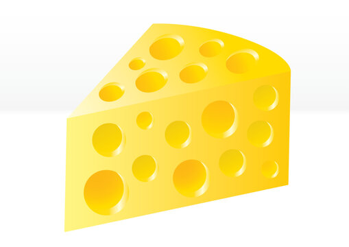 Cheese lying on a table isolated over white
