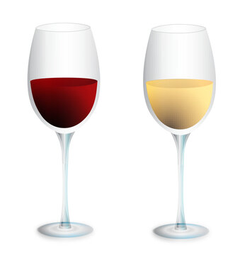Red wine and white wine glasses